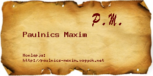 Paulnics Maxim névjegykártya